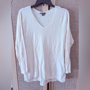 Vince Cream V-Neck Sweater Top Oversized M